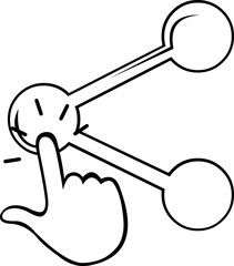 vector illustration drawing black and white concept icon hand push touch screen symbol share button software system