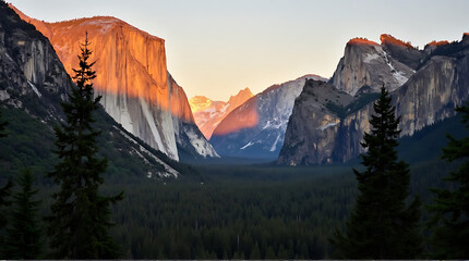 El Capitan at golden hour: A breathtaking view of Yosemite Valley landscape