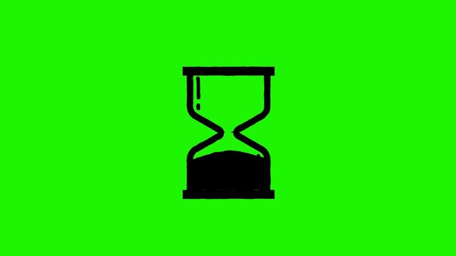 animation sandwatch cartoon isolated green. traditional clock hand drawn motion grapic