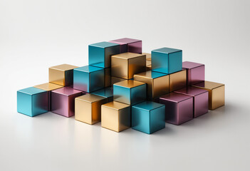 colorful cubes on white background