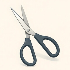 Simple Illustration of Open Scissors with a Blue Handle, AI Generated