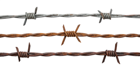 Barbed wire set isolated on white background