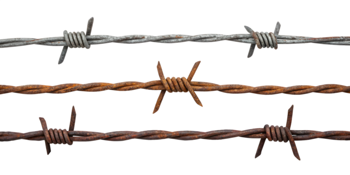 Barbed wire set isolated on white background