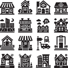 Fototapeta premium houses icons set