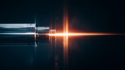 Fototapeta premium Two quantum computers linked by a glowing energy beam, symbolizing groundbreaking advancements in futuristic technology.