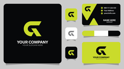 Modern logo abstrack and business card template for a clean design, dark design