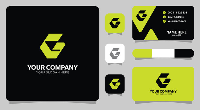 Modern logo abstrack and business card template for a clean design, dark design