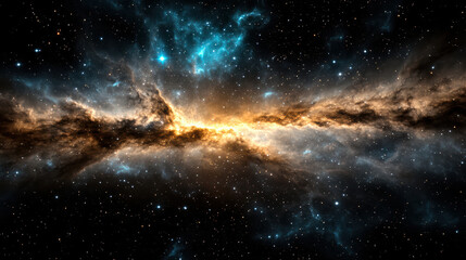 Galactic arc with vibrant colors and starry background creates stunning cosmic scene
