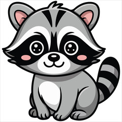 Funny raccoon autumn animal vector flat artwork