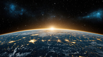 Obraz premium Breathtaking view of Earth from space, showcasing planet illuminated surface and vastness