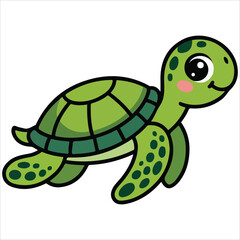 Sea turtle marine creature isolated vector illustration