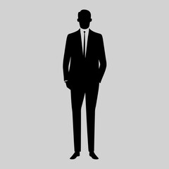 Black silhouette of a man in a suit white