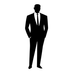 Black silhouette man formal attire suit