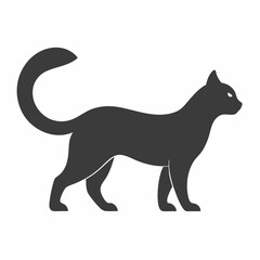 Minimalist black cat silhouette walking feline
