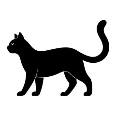 Black cat silhouette walking animal feline