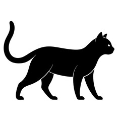 Black cat walking silhouette animal