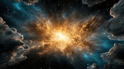 Obraz premium Bright explosion space creates stunning cosmic display with vibrant colors and swirling clouds