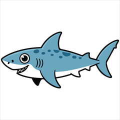 Obraz premium Cute cartoon shark marine life vector artwork