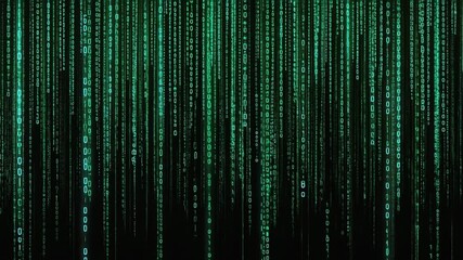 Digital Green Code Rain Animation Inspired by Cyber Themes - Powered by Adobe