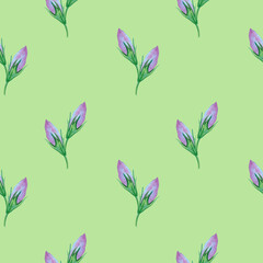 Seamless blue flower bud pattern background. Forget-me-not endless backdrop. Hand drawn floral watercolor repeating illustration for textile, wrapping, wallpaper, fabric, paper, cover, decor, fashion