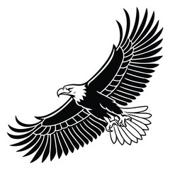 Obraz premium Soaring Bald Eagle Mascot - Black and White Vector Logo Illustration