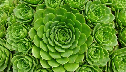 Lush rosette succulent array, a vibrant tapestry of intricate green patterns