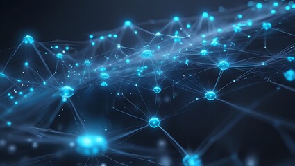 Fototapeta premium Abstract network visualization depicting connections between nodes with glowing blue spheres