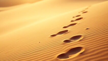 Footprints in sand desert landscape golden dunes