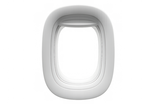 Airplane window with transparent background, perfect for showcasing landscapes or adding a travel theme to designs - Powered by Adobe