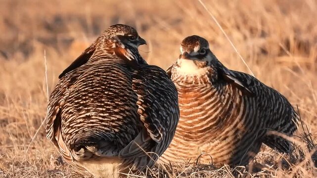 Male Greater Prairie-Chickens (Tympanuchus cupido) in Nebraska. Near threatened Species