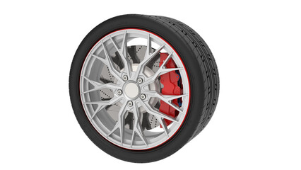 Obraz premium wheel with tire and brakes