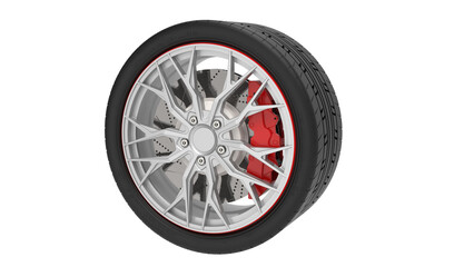 wheel with tire and brakes