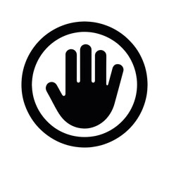 Obraz premium Graphic Stop Sign Hand Gesture in Circle Symbolizes Restriction Safety and Boundaries Warning of Hazards and Dangers