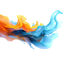 Obraz premium Abstract swirling colors clash and flow, a dynamic display of fiery oranges, yellows, blues, and icy turquoise against a stark black background