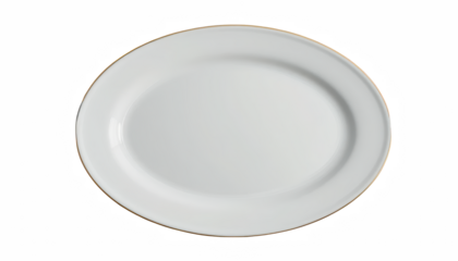 luxurious oval porcelain dinner plate with sleek design and elegant gold rim, perfect for upscale dining experiences