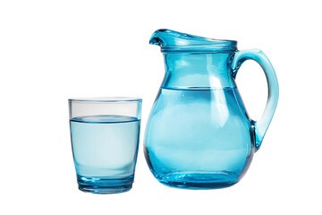 Refreshing glass of water and pitcher.