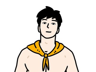 cartoon man with folded hands in white background