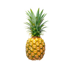 Single pineapple, vibrant yellow and green