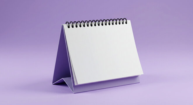 Desk calendar mockup featuring a spiral binding and blank white pages, perfect for showcasing schedules, appointments, and organizational tools.