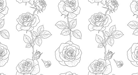 Black and white rose pattern seamless floral design