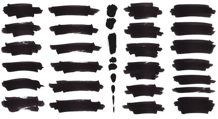 Black brushstrokes on white background abstract design elements
