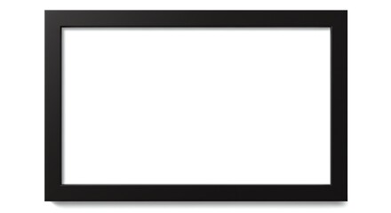 Black picture frame on white background empty space