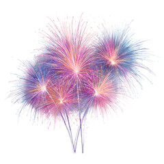 A cluster of colorful fireworks exploding in the night sky with a black background and bright colors