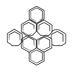 Illustration of a honeycomb pattern with nine outlined hexagons arranged in a diamond formation design