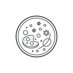 A petri dish with microbes and cell culture isolated on a white background