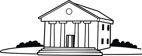 Bank Building Icon Silhouette Classic Finance Symbol