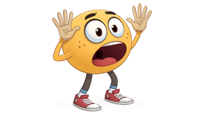 surprised emoji character with hands to mouth an transparent background