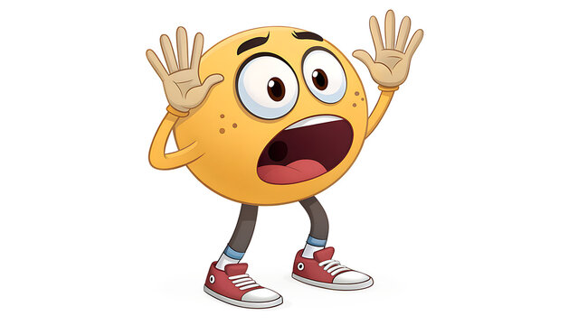 surprised emoji character with hands to mouth an transparent background