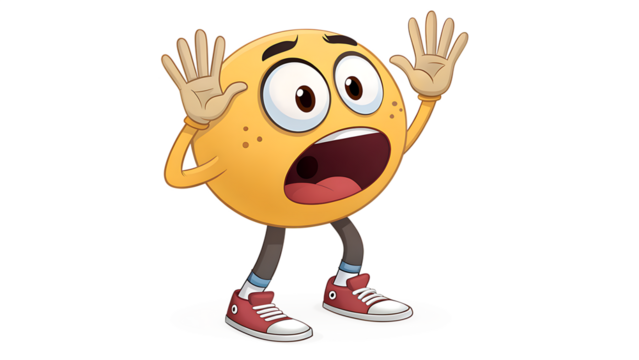 surprised emoji character with hands to mouth an transparent background - Powered by Adobe