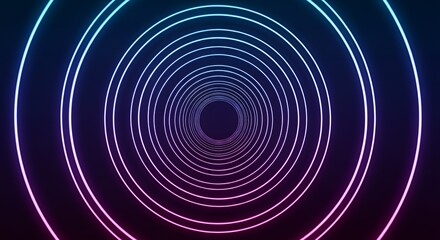 Fototapeta premium Neon Circular Tunnel with Vibrant Blue and Pink Lights in Futuristic Style